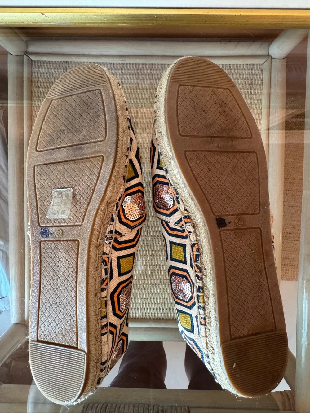 Tory Burch Printed Sequin Espadrille Flats Women’s US 9.5